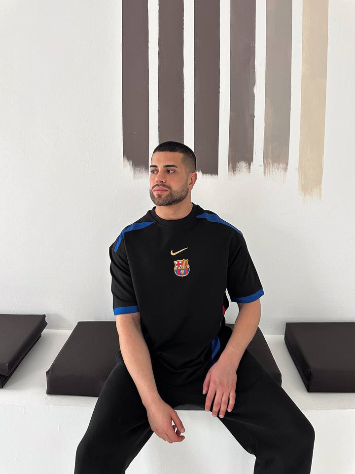 Men’s Black Colorblock Football Jersey T-Shirt
