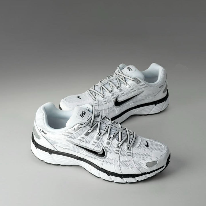 Nike P-6000 White Metallic Silver Black