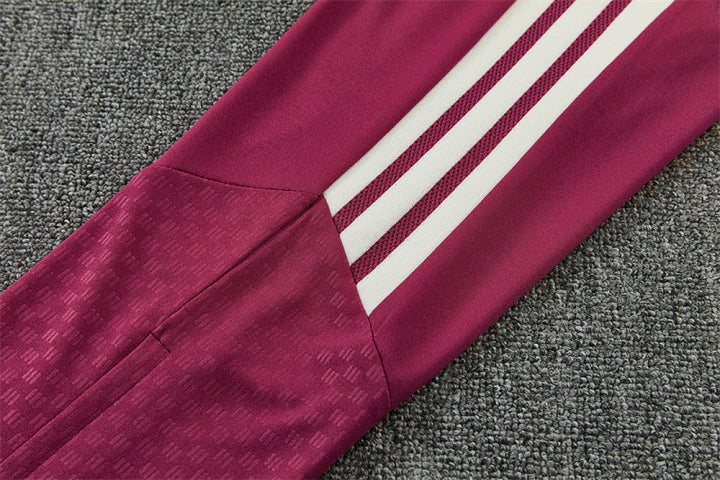 R M Cream &amp; Burgundy Training Tracksuit 2026 – Half-Zip Set