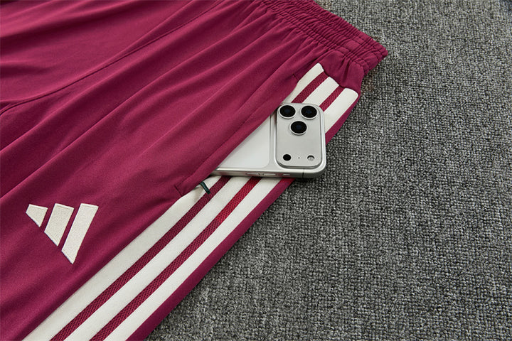 R M Cream &amp; Burgundy Training Tracksuit 2026 – Half-Zip Set