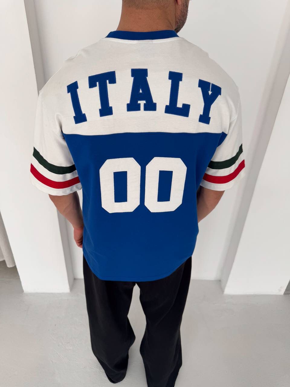 Italy 00 Oversized Colorblock Jersey Tee – Royal Blue/White
