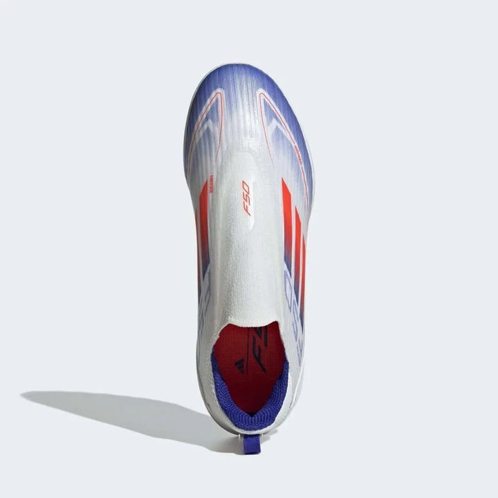 ADIDAS F50 LEAGUE LACELESS TF ADVANCEMENT - FOOTWEAR WHITE/SOLAR RED/LUCID BLUE