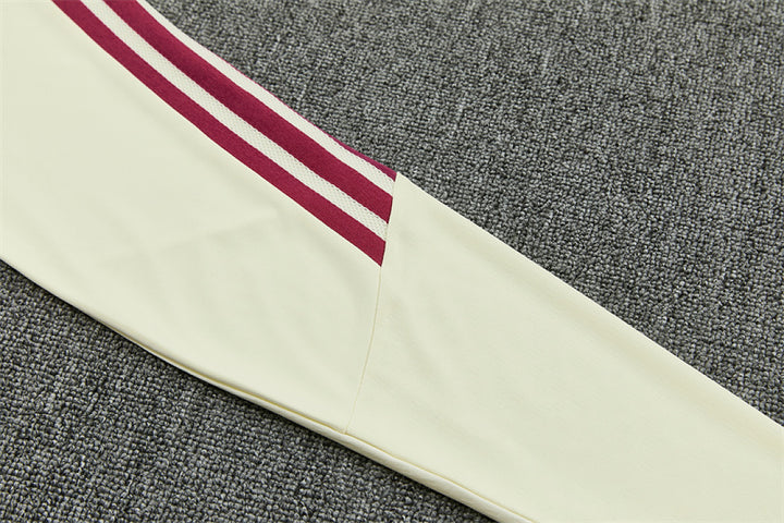 R M Cream &amp; Burgundy Training Tracksuit 2026 – Half-Zip Set