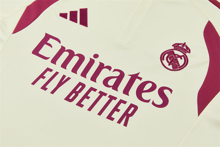 R M Cream &amp; Burgundy Training Tracksuit 2026 – Half-Zip Set