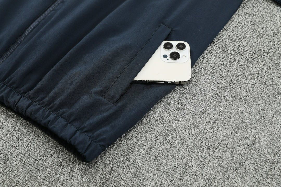 BRC Navy Blue Windbreaker Hoodie Jacket Suit