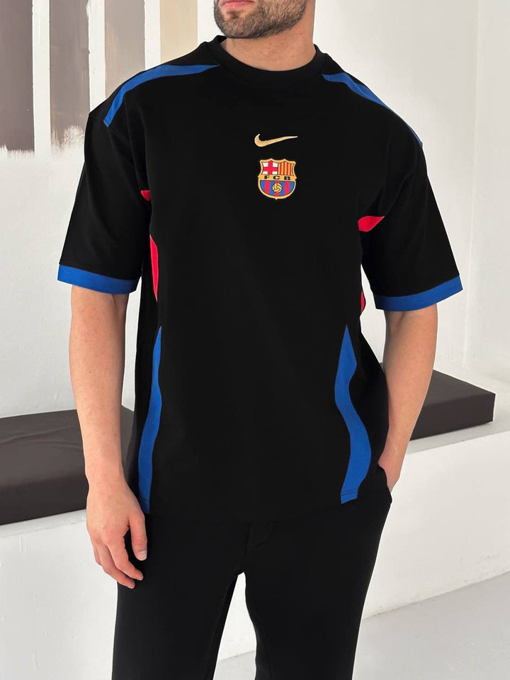 Men’s Black Colorblock Football Jersey T-Shirt