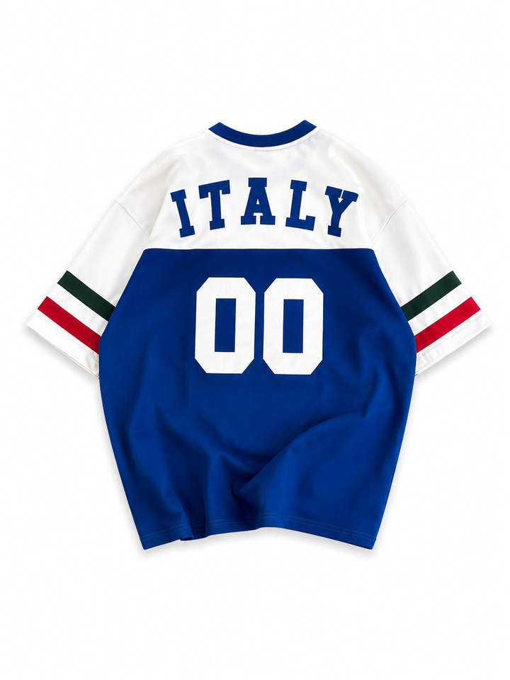 Italy 00 Oversized Colorblock Jersey Tee – Royal Blue/White
