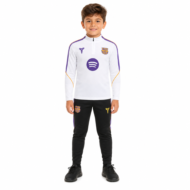 BRC Kids White Training Tracksuit – Quarter Zip Top &amp; Joggers