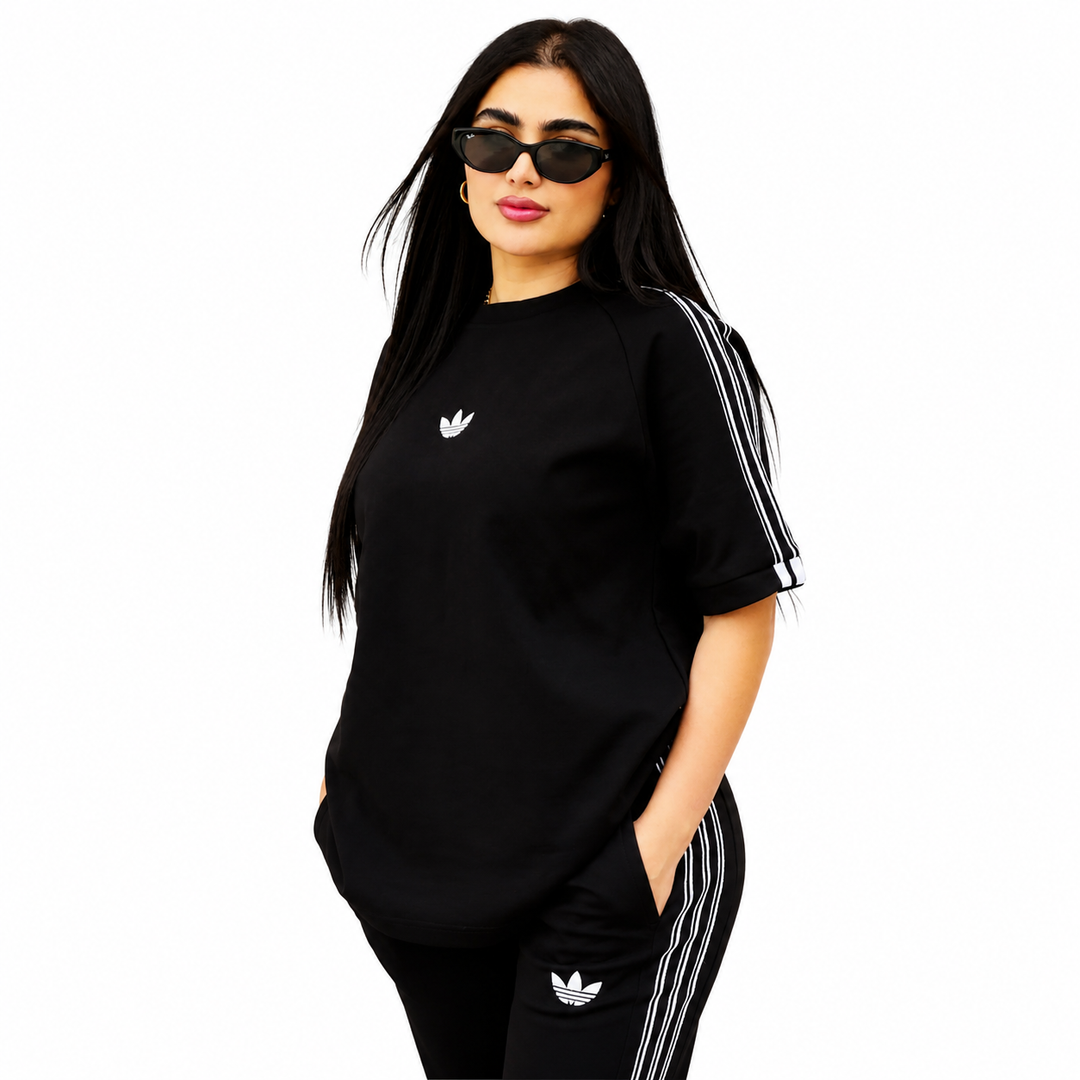 Heritage 3-Stripes Oversized Track Set – BLACK