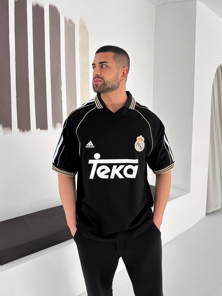 RM-Inspired Retro Polo Jersey Shirt – Black/Gold