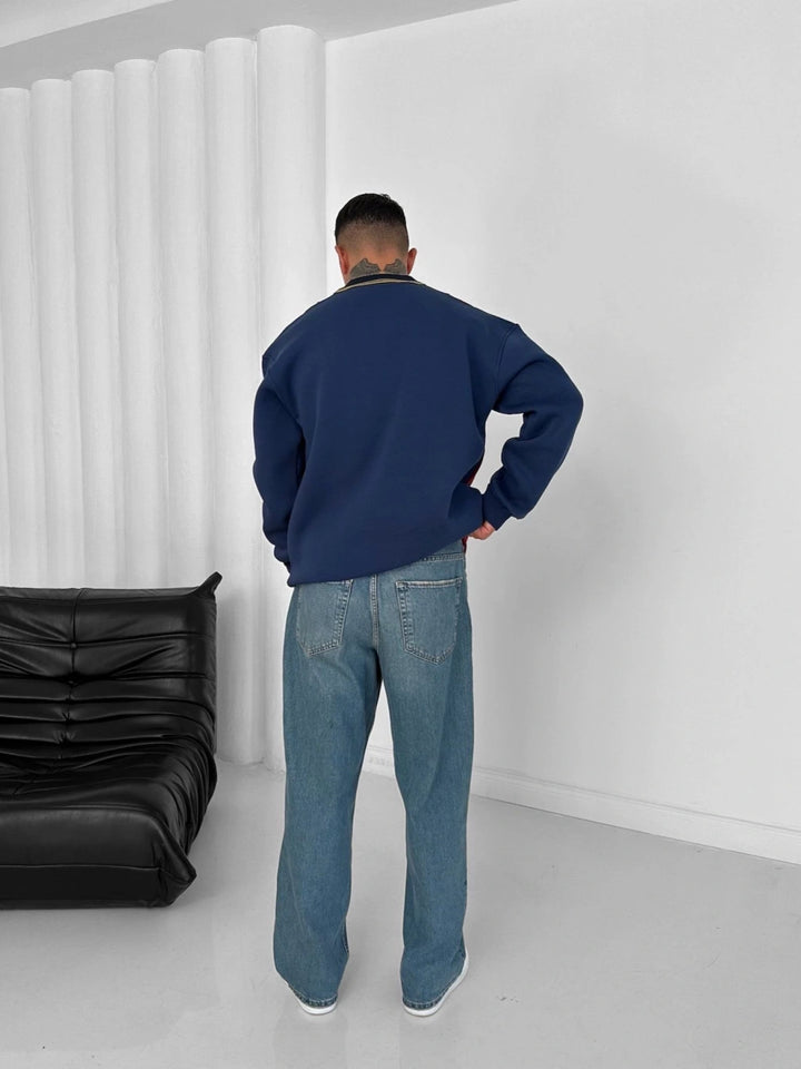 BRC Oversized Three-Thread Polo Sweatshirt – Cotton Blend