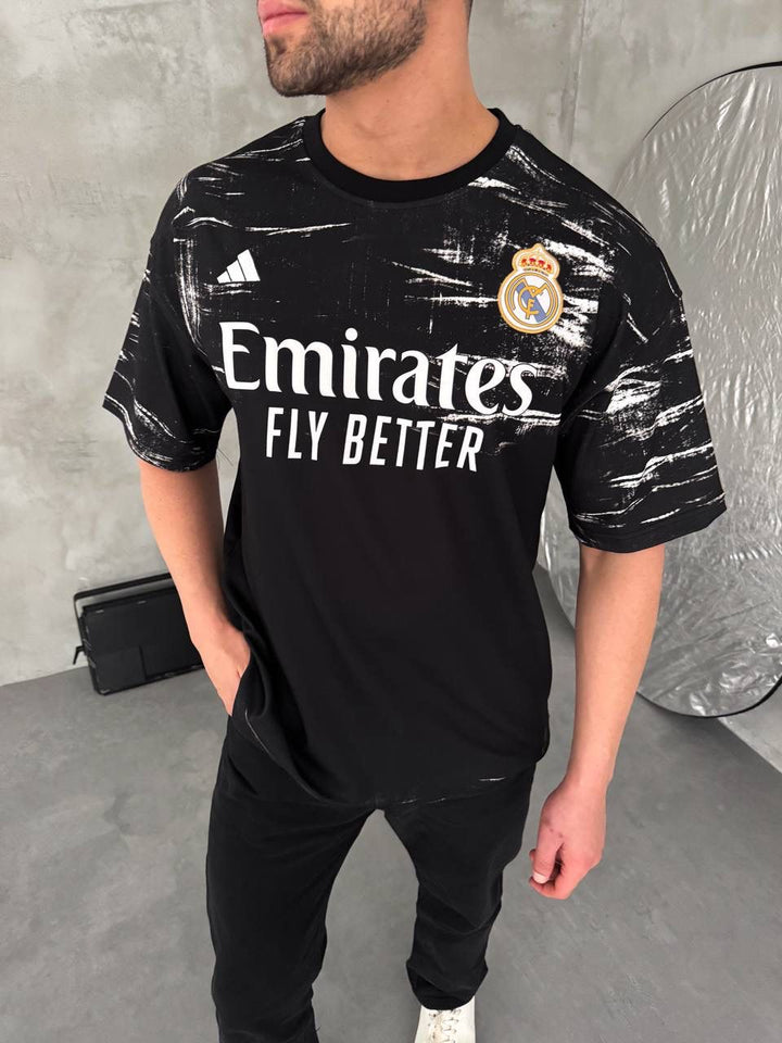 Unisex Black Oversized Football Jersey T-Shirt