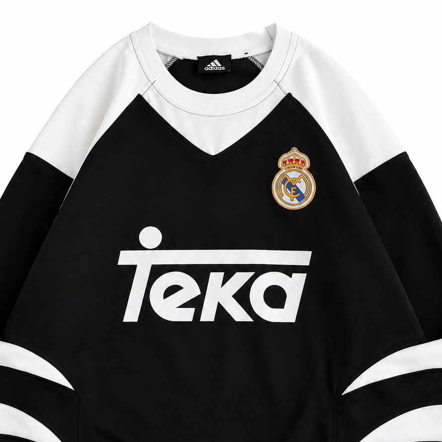 RM-Inspired Retro Football Jersey Tee – Black/White