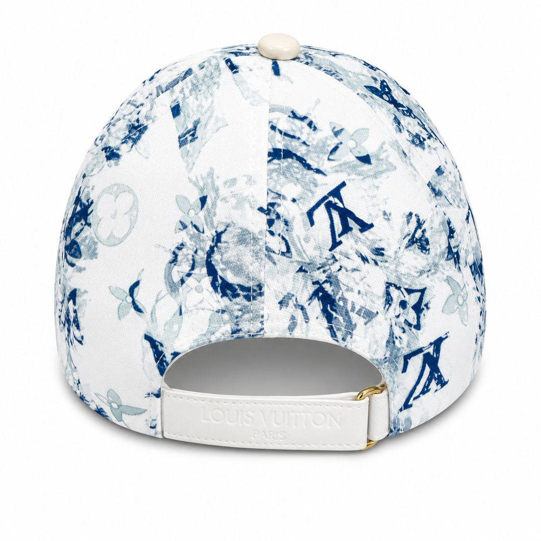 Blue Ink Monogram Cap – Artistic Pattern