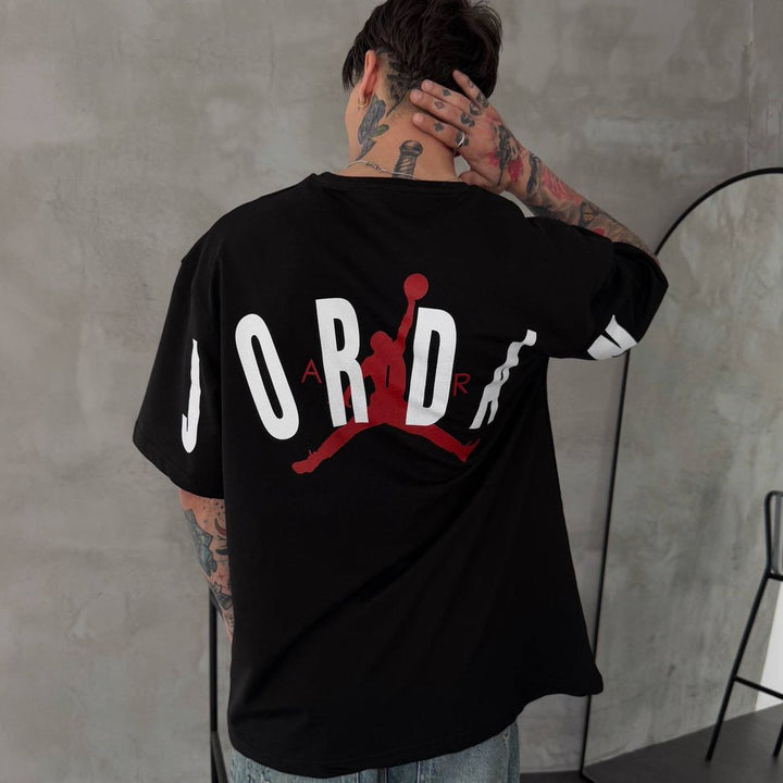 Men’s Oversized Black Streetwear T-Shirt with Back Graphic Print