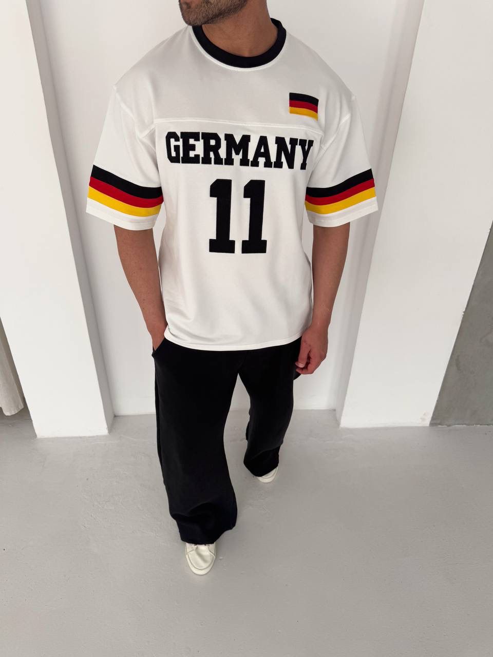 Germany 11 Oversized Jersey Tee – White/Black