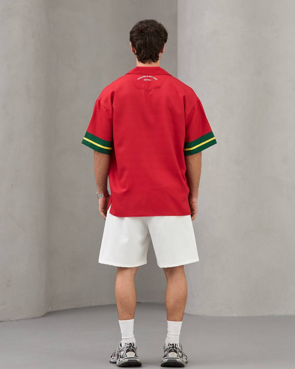 Portugal 90 Oversized Button-Up Football Shirt – Red/Green