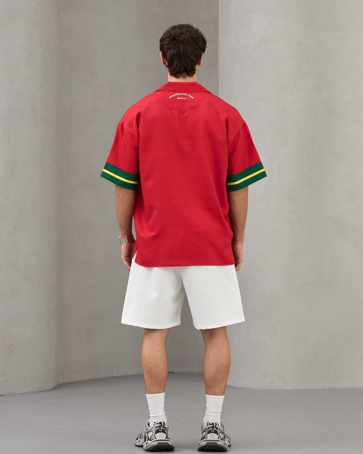 Portugal 90 Oversized Button-Up Football Shirt – Red/Green