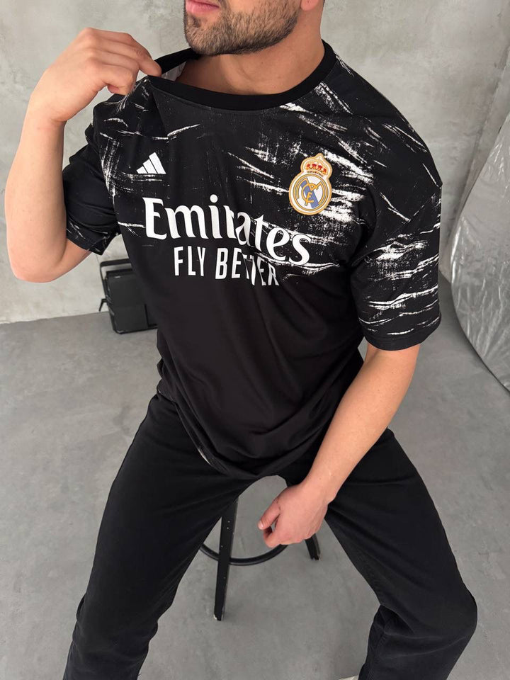 Unisex Black Oversized Football Jersey T-Shirt