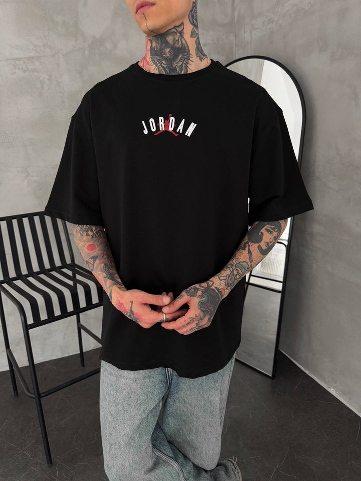 Men’s Oversized Black Streetwear T-Shirt with Back Graphic Print