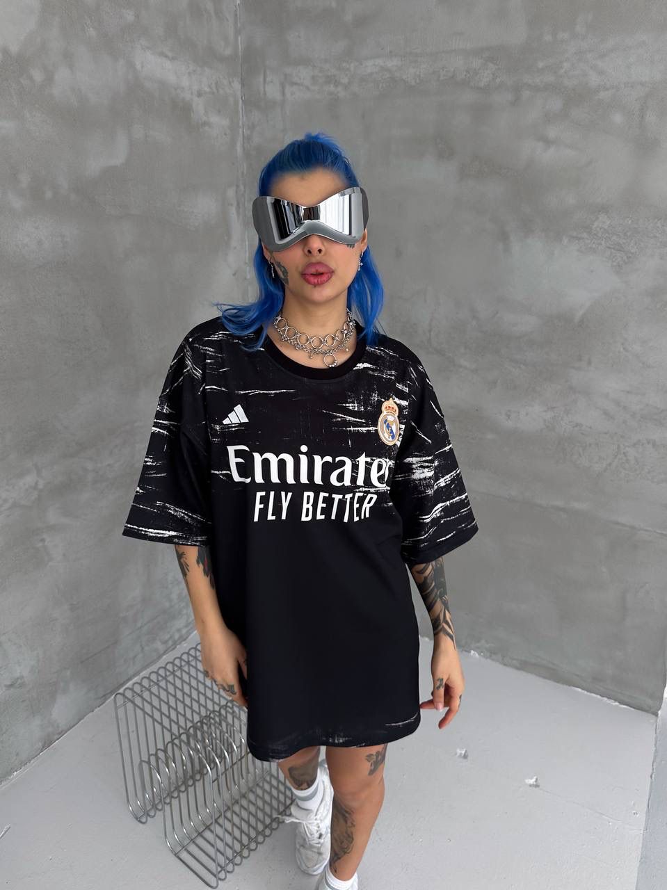 Unisex Black Oversized Football Jersey T-Shirt