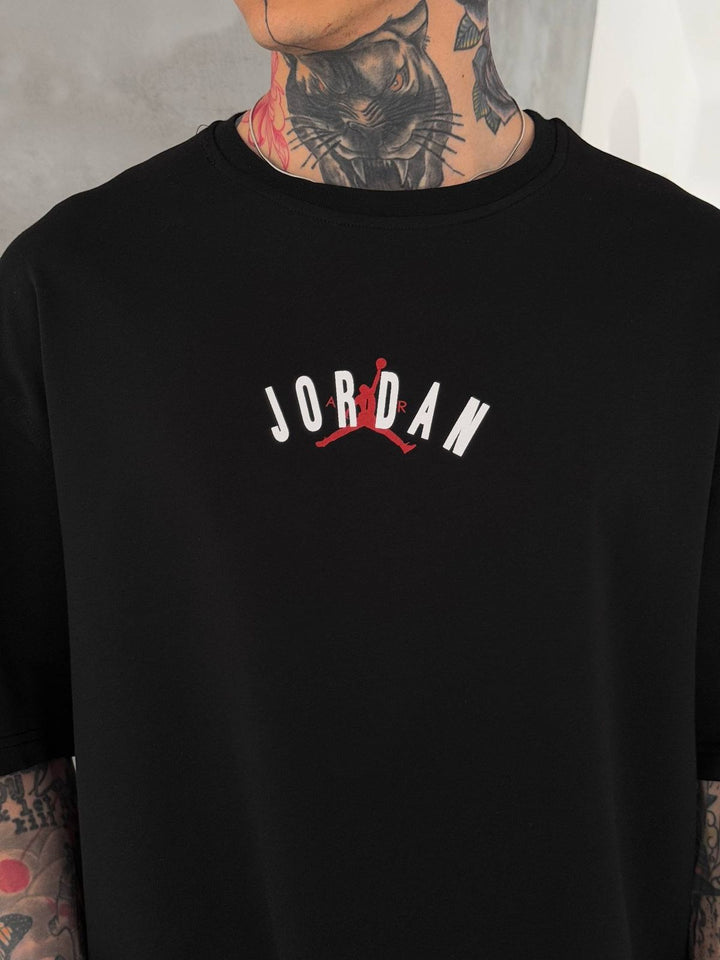 Men’s Oversized Black Streetwear T-Shirt with Back Graphic Print