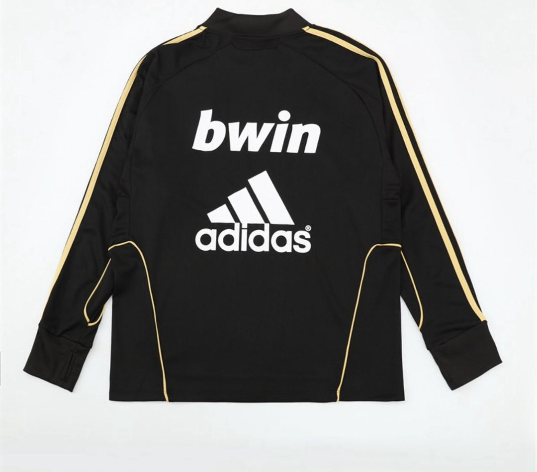 Real Madrid 2011/12 Away Black & Gold Long Sleeve Retro Soccer TOP
