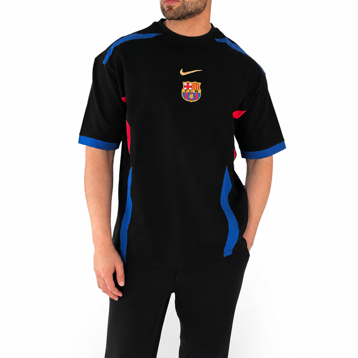 BRC-Men’s Black Colorblock Football Jersey T-Shirt