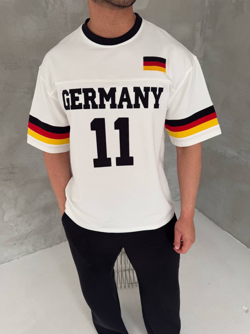 Germany 11 Oversized Jersey Tee – White/Black
