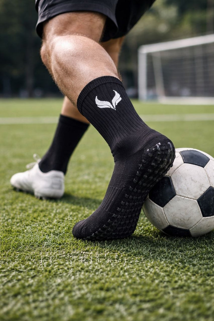 AMZUNIT Grip Socks Anti-Slip – Football, Gym & Training Crew Socks (Breathable & Arch Support)