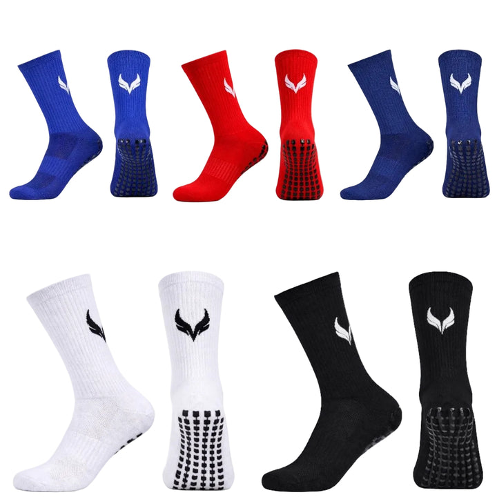AMZUNIT Grip Socks Anti-Slip – Football, Gym & Training Crew Socks (Breathable & Arch Support)