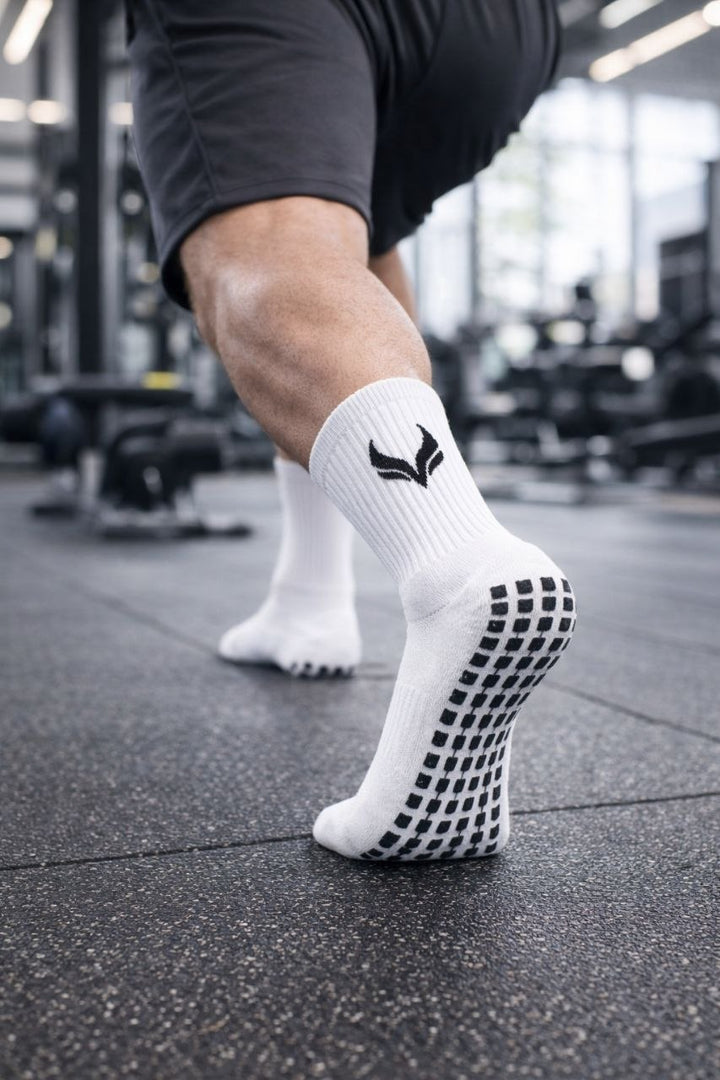 AMZUNIT Grip Socks Anti-Slip – Football, Gym & Training Crew Socks (Breathable & Arch Support)