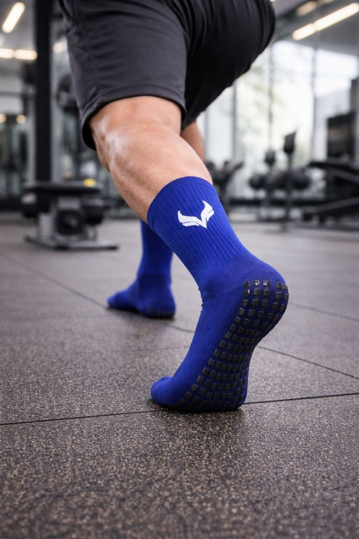 AMZUNIT Grip Socks Anti-Slip – Football, Gym & Training Crew Socks (Breathable & Arch Support)