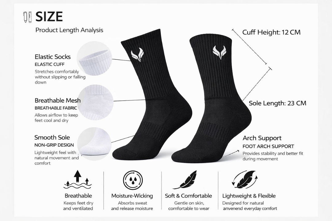 AMZUNIT Performance Crew Socks – Breathable Lightweight Sports Socks with Arch Support