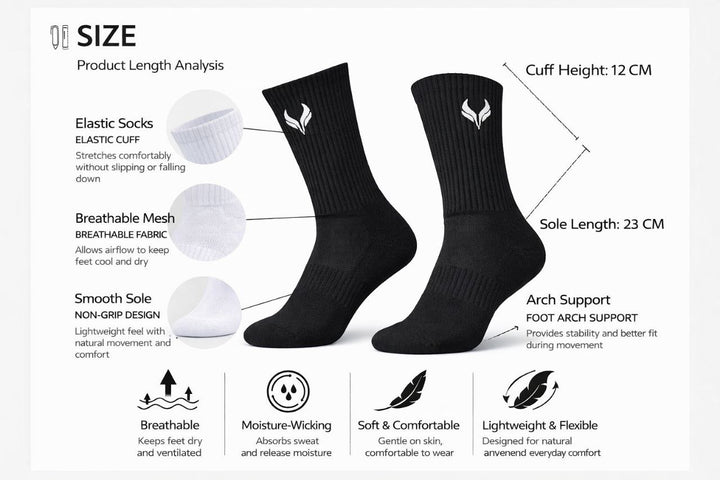 AMZUNIT Performance Crew Socks – Breathable Lightweight Sports Socks with Arch Support