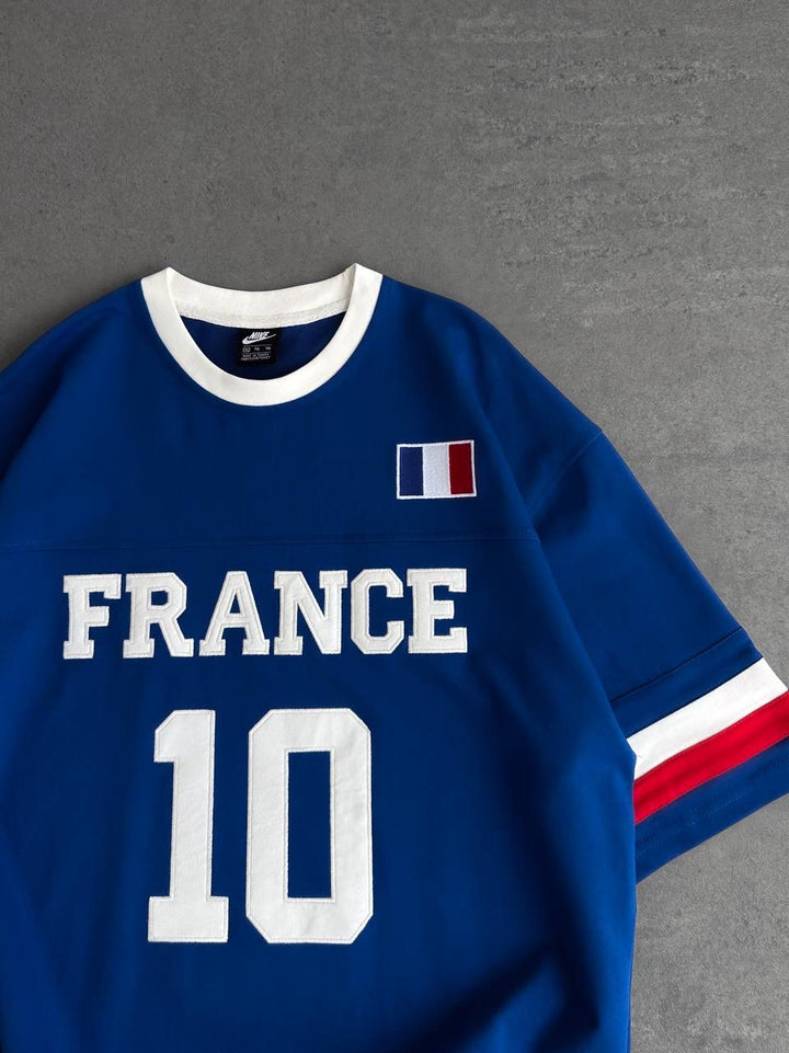 France 10 Oversized Jersey Tee – Royal Blue/White