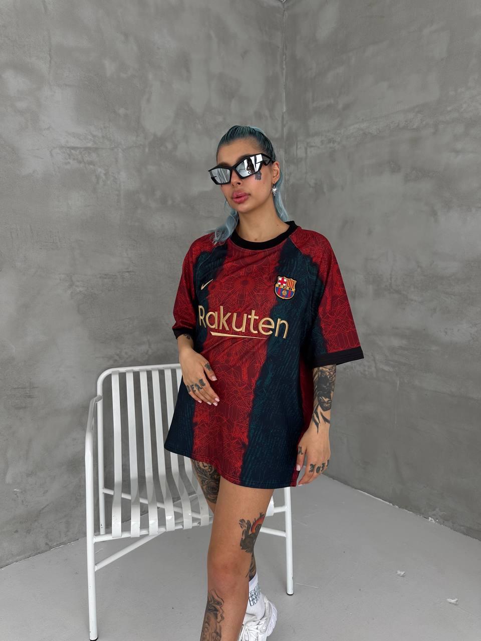 BRC Inspired Oversized Geo Print Jersey Tee Red Teal Gold