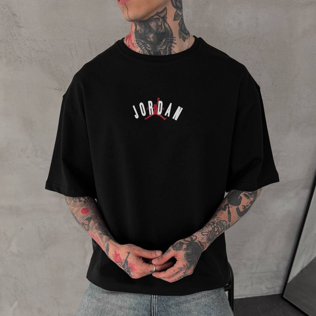 Men’s Oversized Black Streetwear T-Shirt with Back Graphic Print