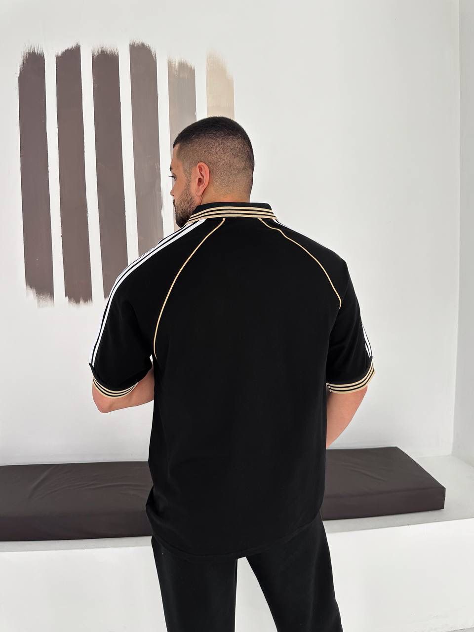 RM-Inspired Retro Polo Jersey Shirt – Black/Gold