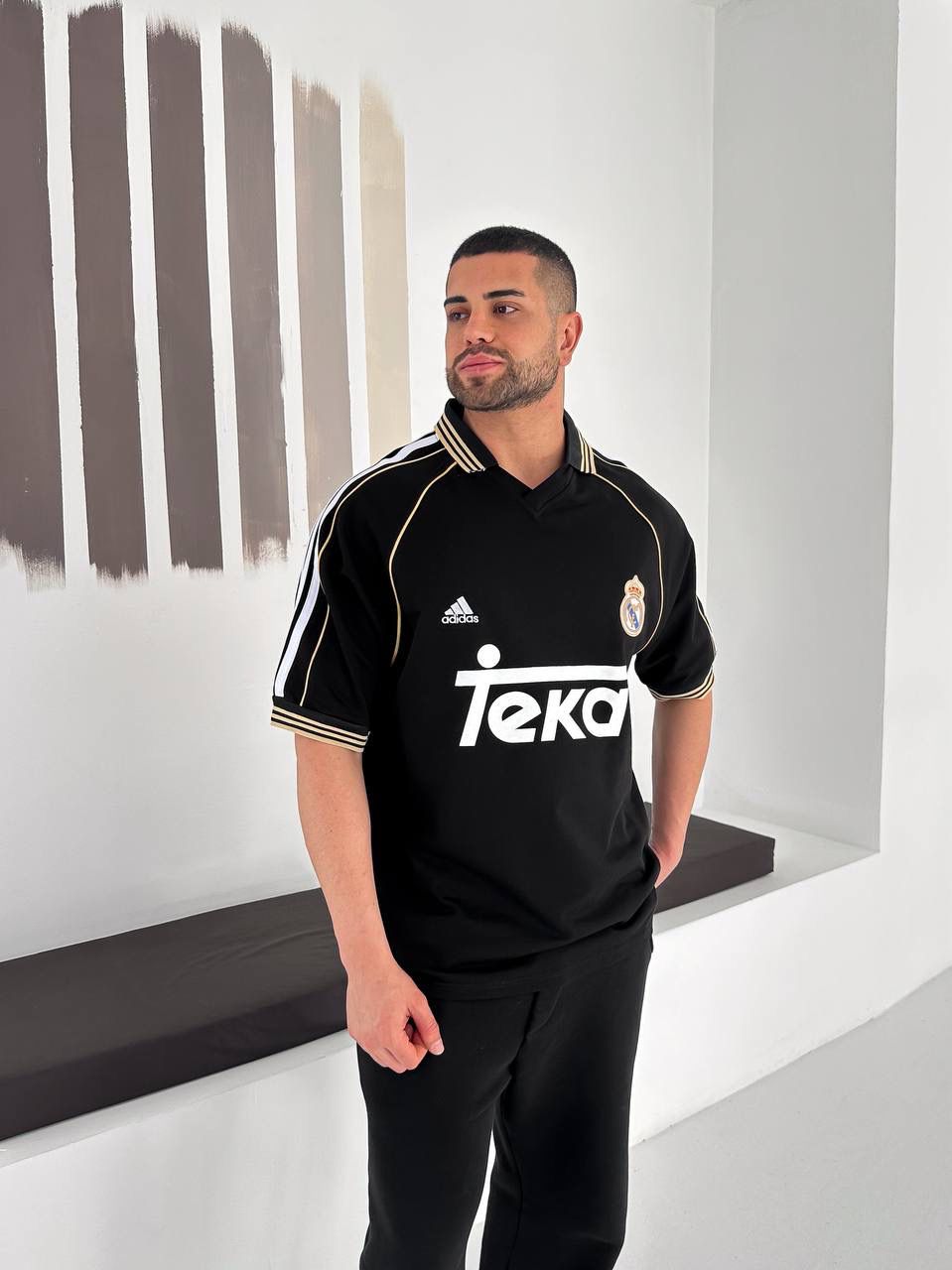RM-Inspired Retro Polo Jersey Shirt – Black/Gold