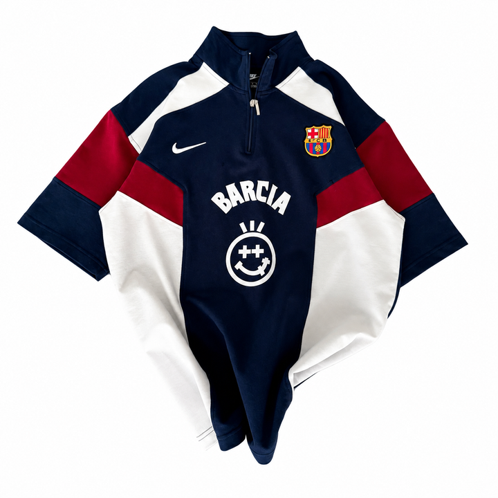 BRC- Unisex Navy Colorblock Quarter-Zip Football Jersey T-Shirt