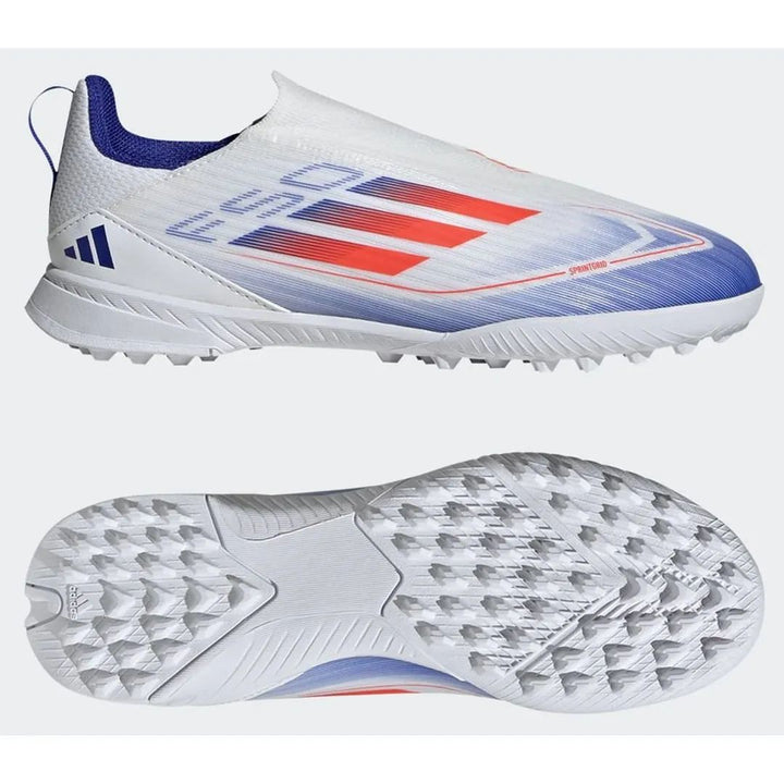 ADIDAS F50 LEAGUE LACELESS TF ADVANCEMENT - FOOTWEAR WHITE/SOLAR RED/LUCID BLUE