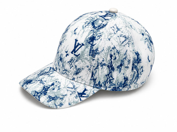 Blue Ink Monogram Cap – Artistic Pattern