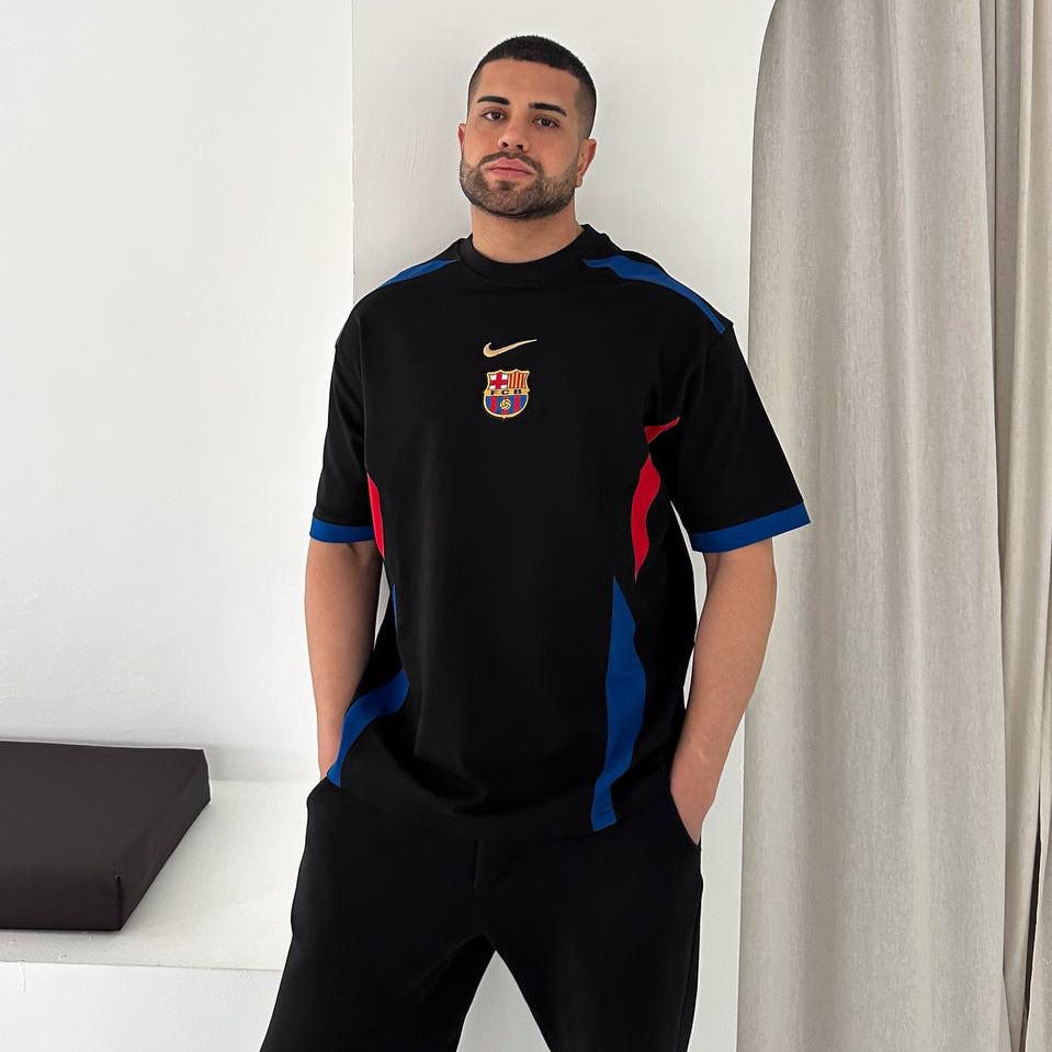 Men’s Black Colorblock Football Jersey T-Shirt