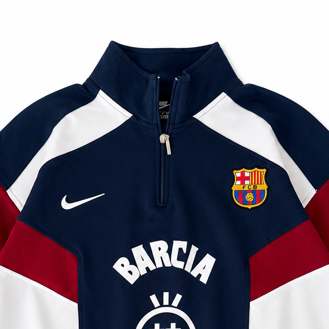 BRC- Unisex Navy Colorblock Quarter-Zip Football Jersey T-Shirt
