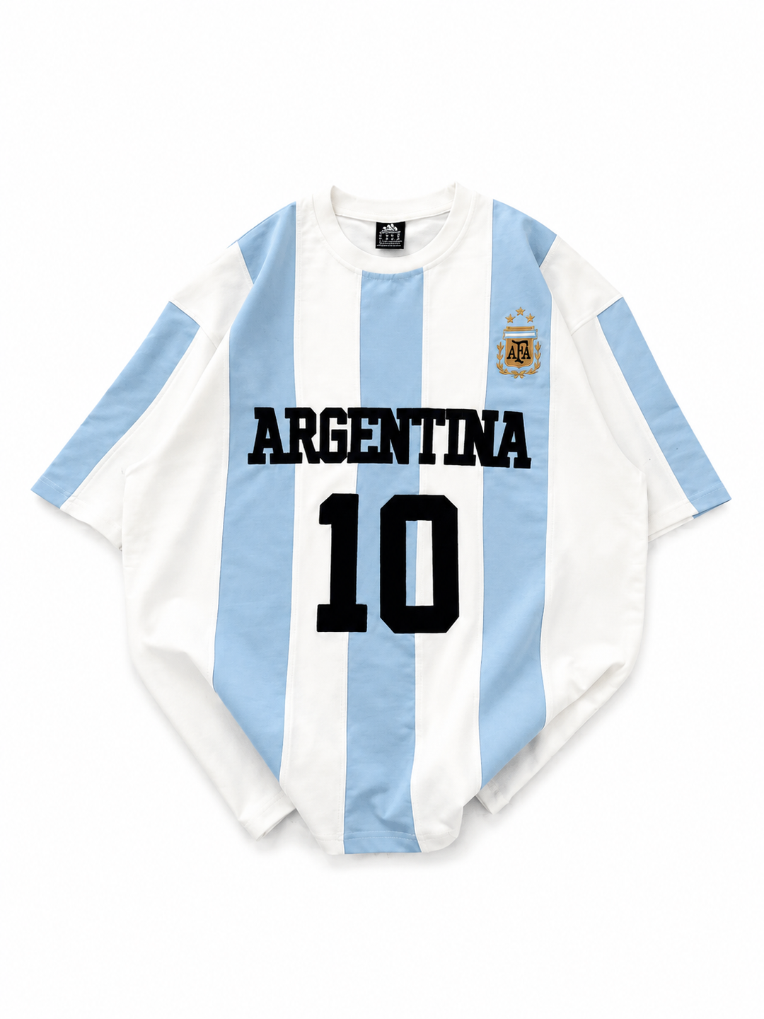 Argentina 10 Oversized Striped Jersey Tee – Sky Blue/White