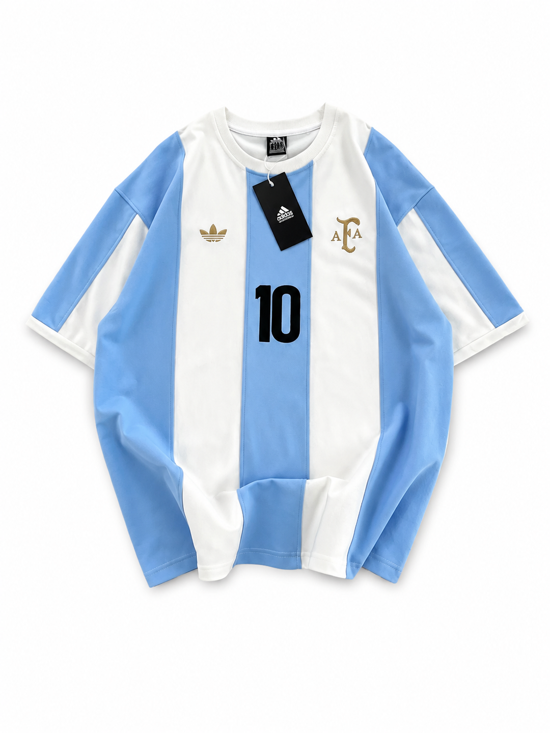 Argentina 10 Heritage Striped Jersey Tee – Sky Blue/White