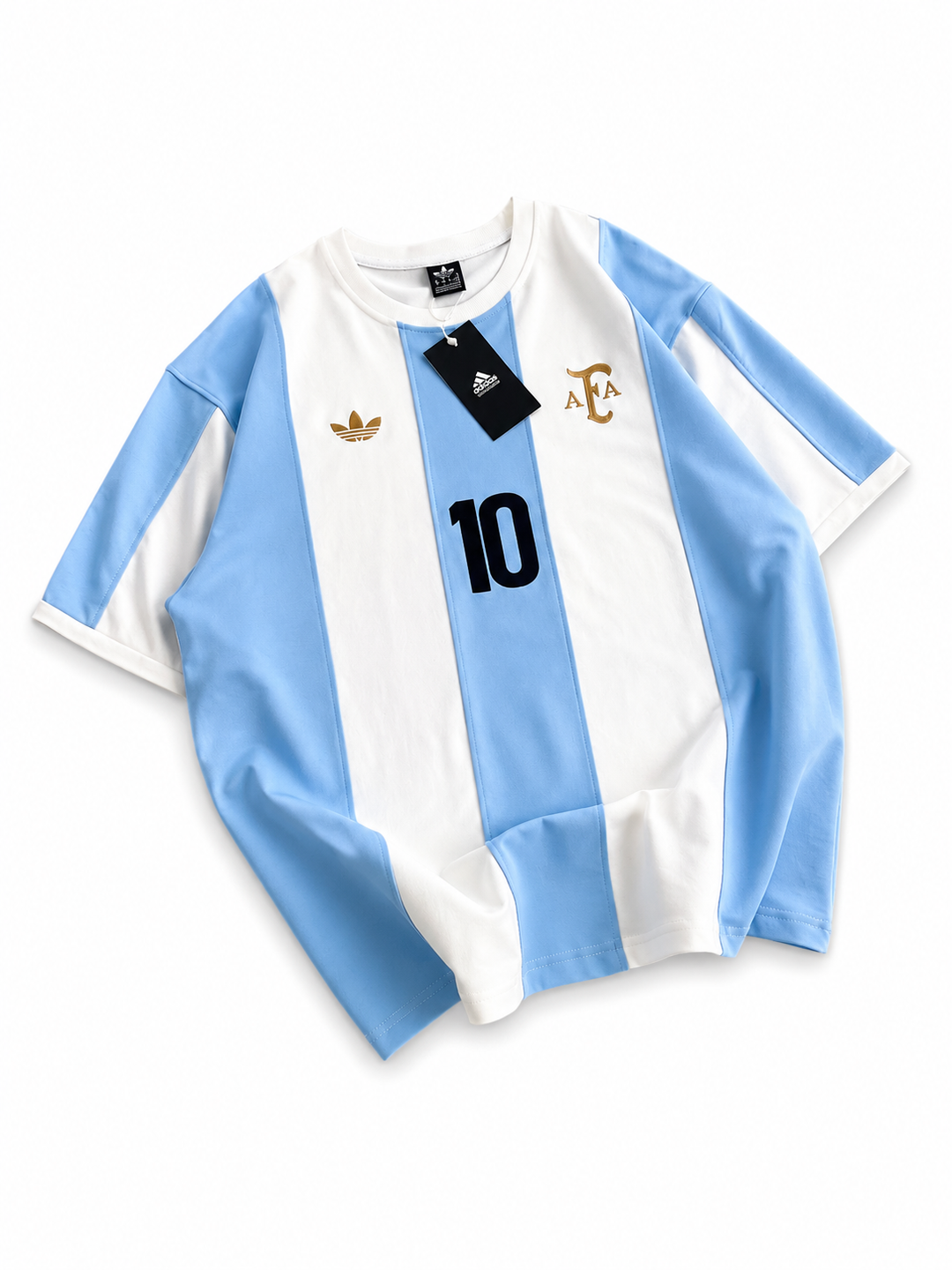 Argentina 10 Heritage Striped Jersey Tee – Sky Blue/White