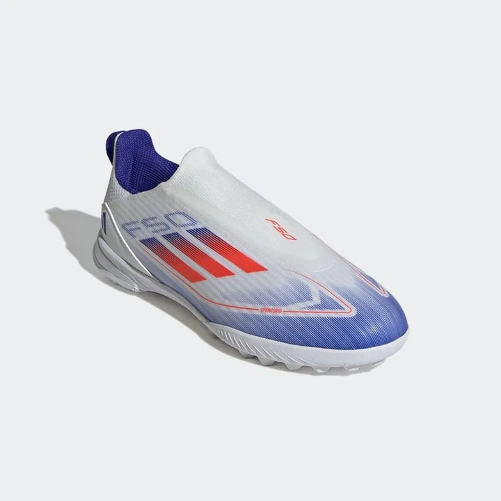 ADIDAS F50 LEAGUE LACELESS TF ADVANCEMENT - FOOTWEAR WHITE/SOLAR RED/LUCID BLUE