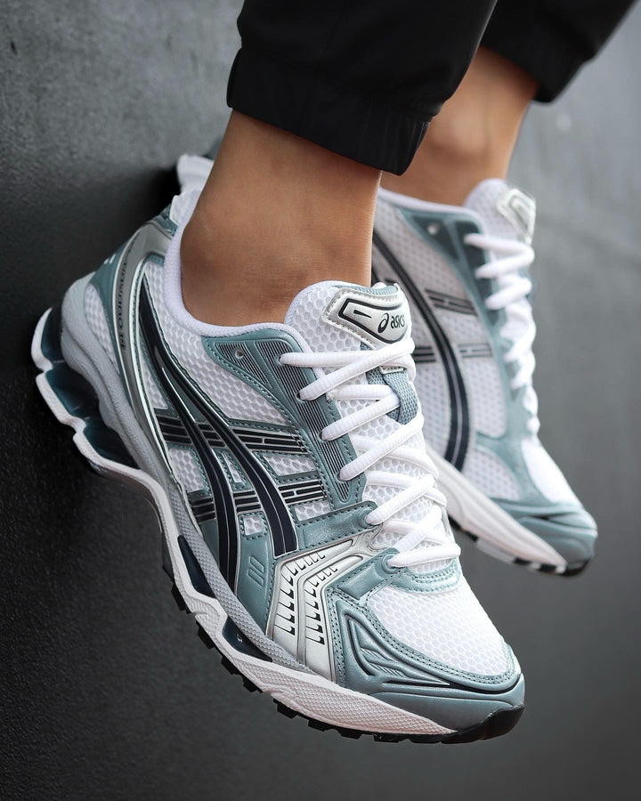 ASICS GEL-KAYANO 14 White Blue on foot street style